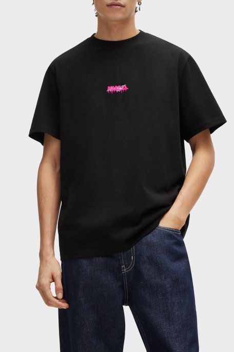 Hugo Sırt Baskılı Pamuklu Relaxed Fit Erkek T Shirt 50509966 001 SİYAH - Hugo