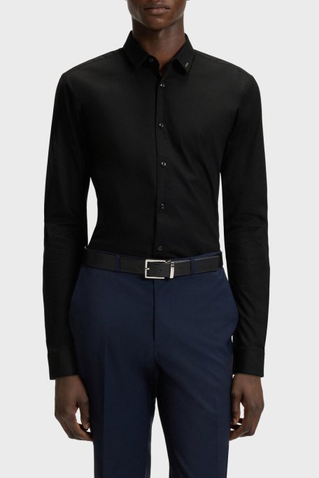 Hugo Streç Pamuklu Ekstra Slim Fit Klasik Yaka Erkek Gömlek 50475678 001 SİYAH - Hugo
