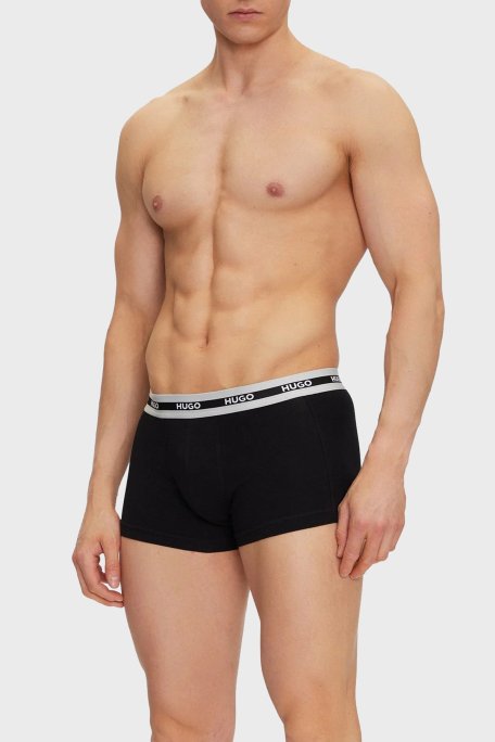 Hugo Streç Pamuklu Logo Baskılı 3 Pack Erkek Boxer 50492375 970 SİYAH - Hugo