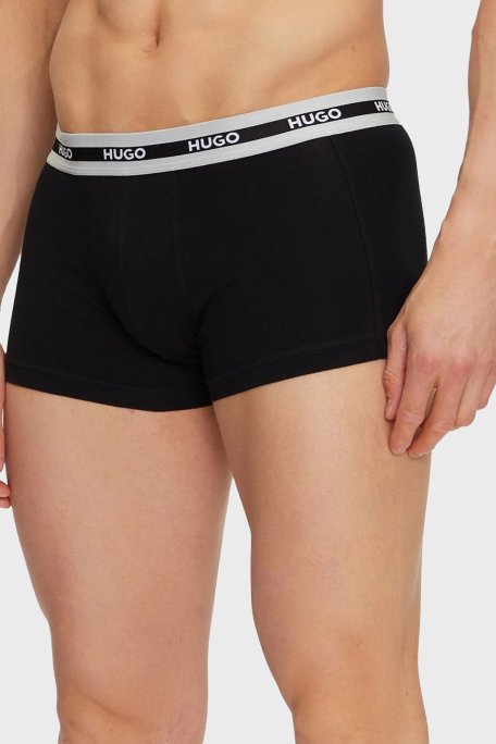 Hugo Streç Pamuklu Logo Baskılı 3 Pack Erkek Boxer 50492375 970 SİYAH - Hugo (1)