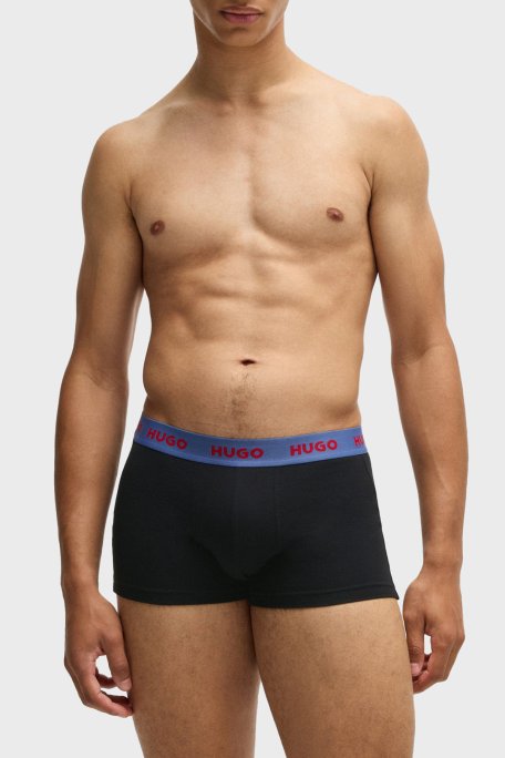 Hugo Streç Pamuklu Logolu 3 Pack Erkek Boxer 50532611 968 SİYAH - Hugo (1)