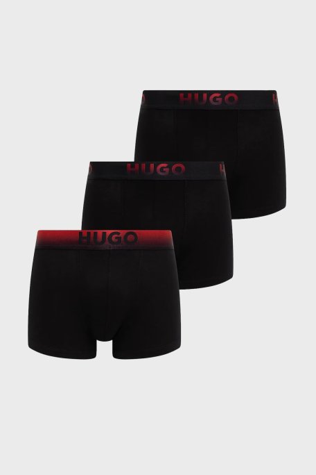 Hugo Streç Pamuklu Logolu 3 Pack Erkek Boxer 50549172 001 SİYAH - Hugo