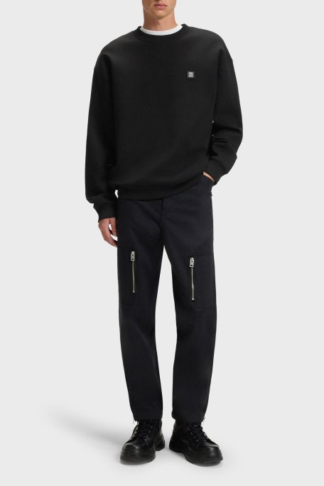 Hugo Streç Pamuklu Relaxed Fit Yırtmaçlı Yuvarlak Yaka Erkek Sweat 50542593 001 SİYAH - Hugo (1)