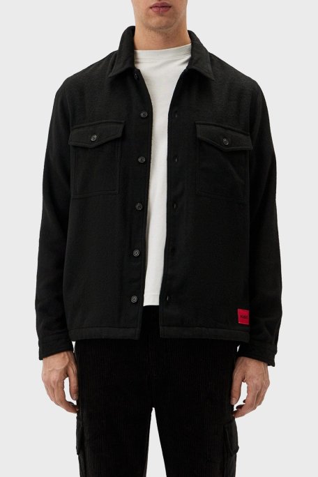 Hugo Yün Karışımlı Relaxed Fit Cepli Erkek Gömlek 50527458 001 SİYAH - Hugo