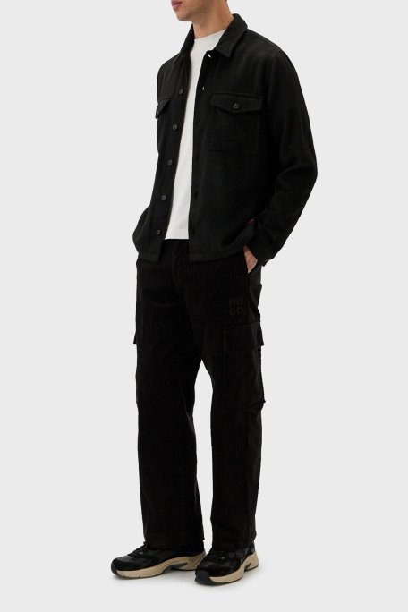 Hugo Yün Karışımlı Relaxed Fit Cepli Erkek Gömlek 50527458 001 SİYAH - Hugo (1)