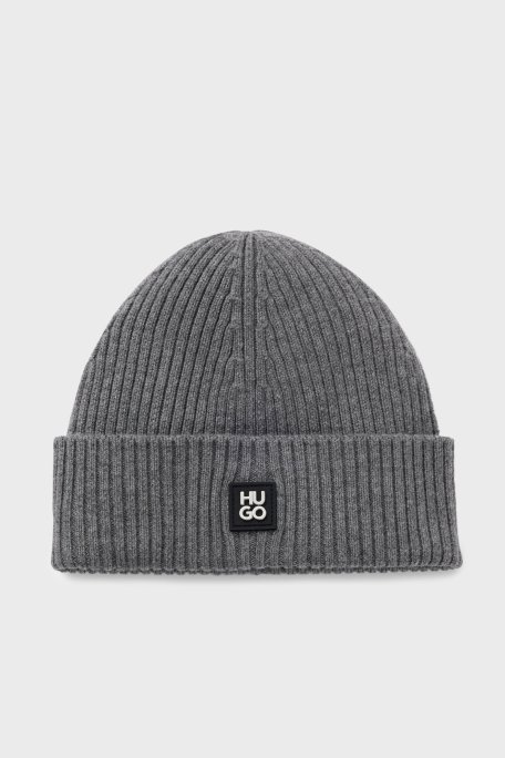 Hugo Yünlü Logolu Erkek Bere 50527250 034 GRİ - Hugo