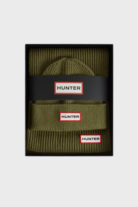 Hunter Logolu Unisex Atkı Bere Seti HXRU0047251KM KOYU HAKİ - Hunter