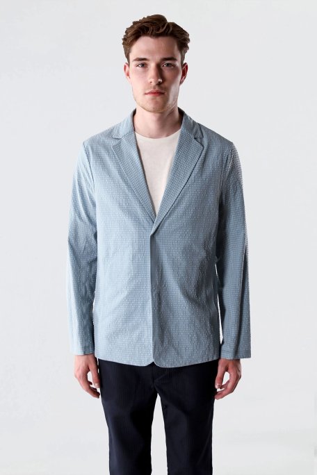 Isaora Dokuma Regular Fit Yırtmaçlı Apaş Yaka Blazer Erkek Ceket M24J7023 CRNTBL MAVİ - Isaora