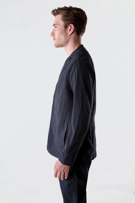 Isaora Dokuma Regular Fit Yırtmaçlı Apaş Yaka Blazer Erkek Ceket M24J7023 NAVY LACİVERT - Isaora (1)