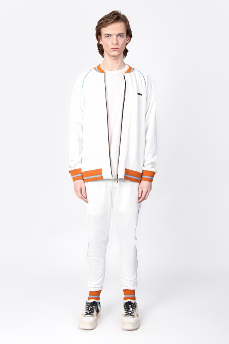 Isaora Logolu Şerit Detaylı Regular Fit Kolej Yaka Erkek Sweat ISR8111 100 BEYAZ - Isaora (1)