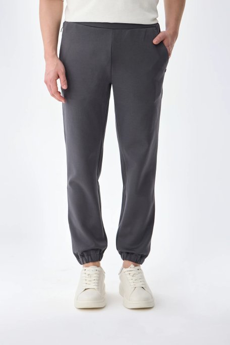 Isaora Pamuklu Relaxed Fit Normal Bel Lastikli Paça Jogger Erkek Pantolon ISR5402 DRG KOYU GRİ - Isaora