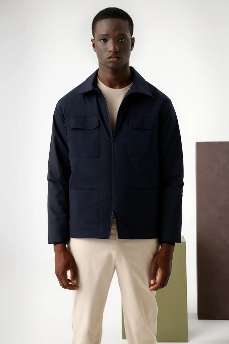 Isaora Regular Fit Klasik Yaka Fermuarlı Su İtici Erkek Ceket M25J7040 NVY LACİVERT - Isaora