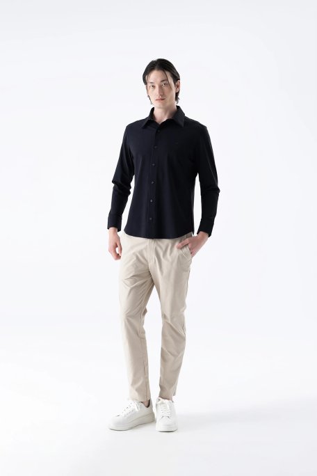 Isaora Streç Regular Fit Nefes Alabilen Geniş Yaka Erkek Gömlek ISR4101 NAVY LACİVERT - Isaora (1)