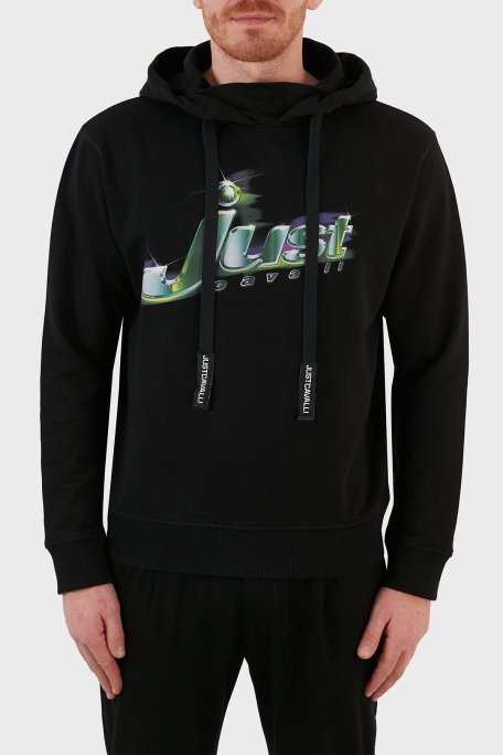 Just Cavalli Baskılı Kapüşonlu Regular Fit Pamuklu Erkek Sweat S01GU0145 N2518 900 SİYAH - Just Cavalli