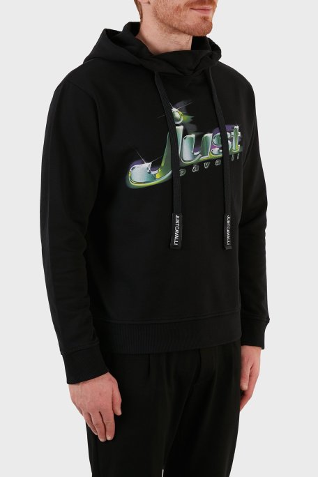 Just Cavalli Baskılı Kapüşonlu Regular Fit Pamuklu Erkek Sweat S01GU0145 N2518 900 SİYAH - Just Cavalli (1)