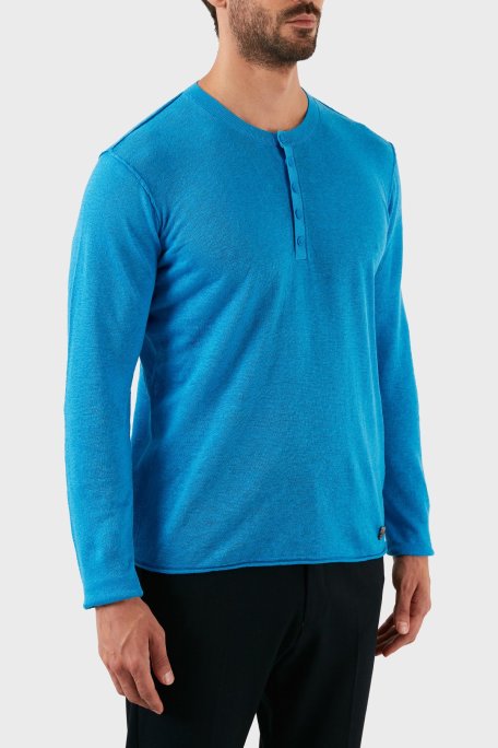 Karl Lagerfeld % 100 Keten Slim Fit Düğmeli Sıfır Yaka Erkek Kazak 655045 0 521305 640 SAKS - Karl Lagerfeld (1)