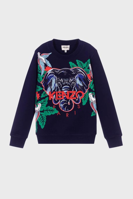 Kenzo Pamuklu Bisiklet Yaka Çocuk Sweat K25704/868 ELECTRIC BLUE LACİVERT - Kenzo