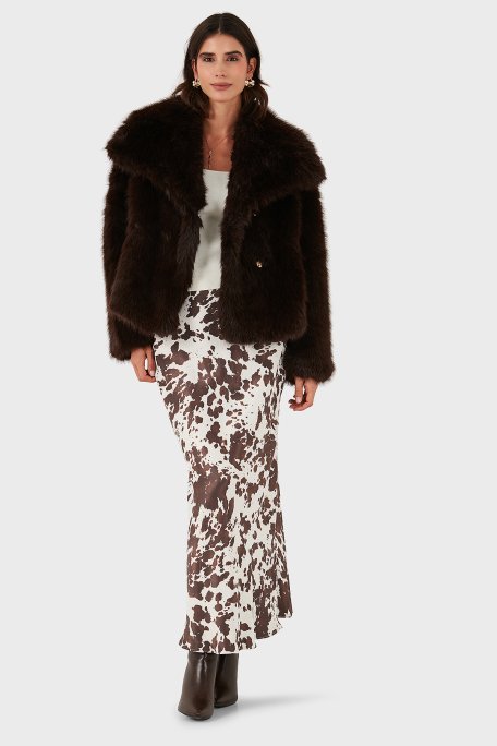 Lazzerini Tiziana Oversize Geniş Yaka Yumuşak Dokulu Bayan Kürk 68912364942P98 KAHVE - Lazzerini Tiziana (1)