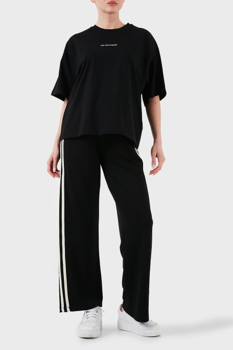 Les Benjamins % 100 Pamuk Oversize Fit Bisiklet Yaka Logolu Bayan T Shirt LBNOOSESSFUTS-307 SİYAH - Les Benjamins (1)