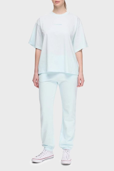 Les Benjamins % 100 Pamuk Oversize Fit Bisiklet Yaka Logolu Bayan T Shirt LBNOOSESSFUTS-311 BEBE MAVİ - Les Benjamins (1)