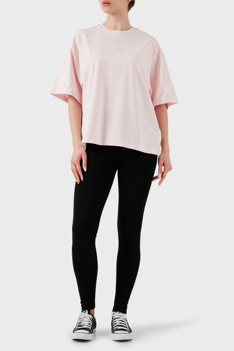 Les Benjamins % 100 Pamuk Oversize Fit Bisiklet Yaka Logolu Bayan T Shirt LBNOOSESSFUTS-312 AÇIK PEMBE - Les Benjamins (1)