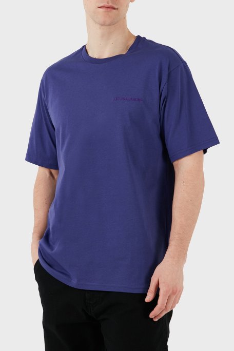 Les Benjamins % 100 Pamuk Regular Fit Bisiklet Yaka Logolu Erkek T Shirt LBNOOSESSMUTS-301 MOR - Les Benjamins