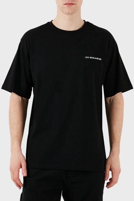 Les Benjamins % 100 Pamuk Regular Fit Bisiklet Yaka Logolu Erkek T Shirt LBNOOSESSMUTS-307 SİYAH - Les Benjamins