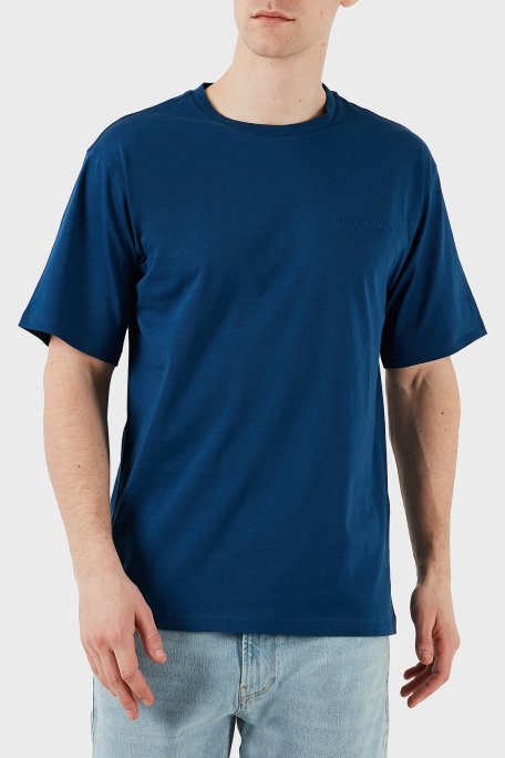 Les Benjamins % 100 Pamuk Regular Fit Bisiklet Yaka Logolu Erkek T Shirt LBNOOSESSMUTS-309 LACİVERT - Les Benjamins