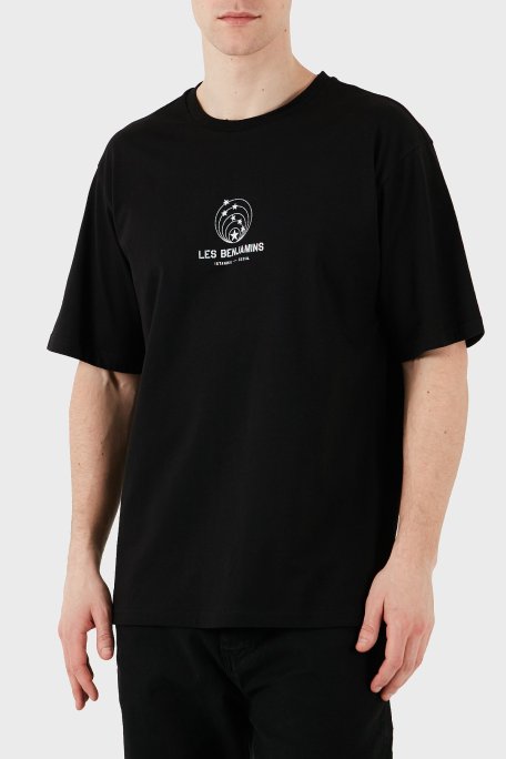 Les Benjamins Baskılı Relaxed Fit Pamuklu Bisiklet Yaka Erkek T Shirt LB25SSUNLMUTS-011 SİYAH - Les Benjamins (1)