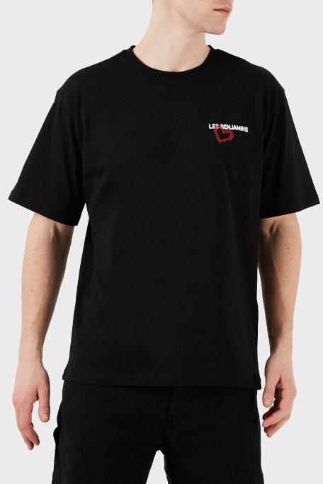 Les Benjamins Baskılı Relaxed Fit Pamuklu Bisiklet Yaka Erkek T Shirt LB25SSUNLMUTS-020 SİYAH - Les Benjamins (1)
