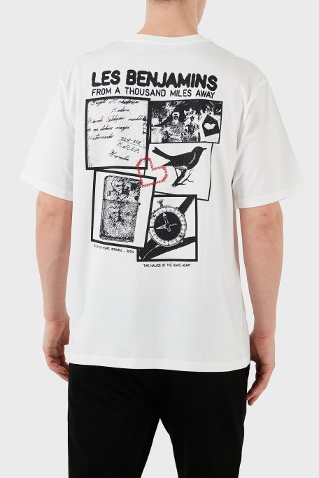 Les Benjamins Baskılı Relaxed Fit Pamuklu Bisiklet Yaka Erkek T Shirt LB25SSUNLMUTS-024 BEYAZ - Les Benjamins