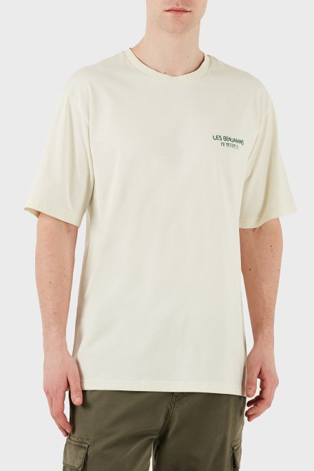 Les Benjamins Baskılı Relaxed Fit Pamuklu Bisiklet Yaka Erkek T Shirt LB25SSUNLMUTS-027 EKRU - Les Benjamins