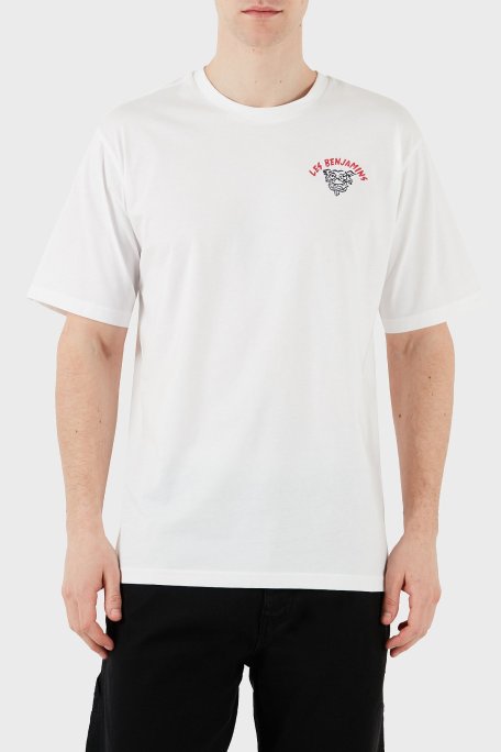 Les Benjamins Baskılı Relaxed Fit Pamuklu Bisiklet Yaka Erkek T Shirt LB25SSUNLMUTS-031 BEYAZ - Les Benjamins