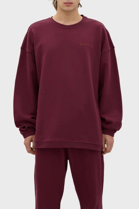 Les Benjamins Bisiklet Yaka % 100 Pamuk Relaxed Fit Erkek Sweat LB23FWESSMUSW-301 BORDO - Les Benjamins
