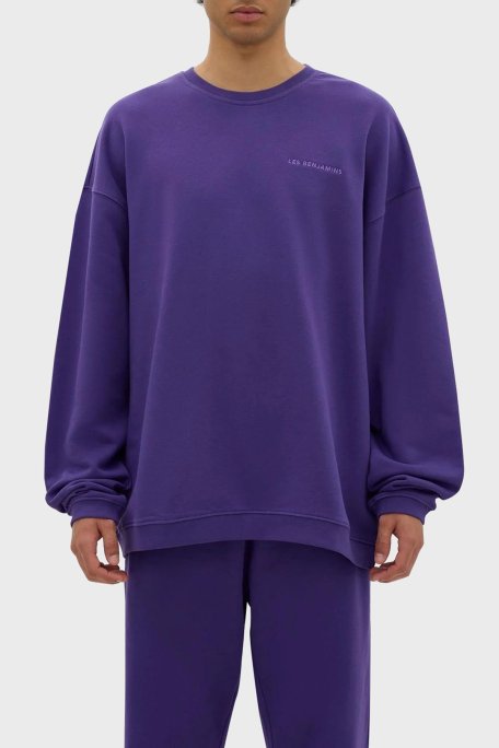 Les Benjamins Bisiklet Yaka % 100 Pamuk Relaxed Fit Erkek Sweat LB23FWESSMUSW-305 MOR - Les Benjamins