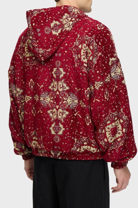 Les Benjamins Desenli Pamuklu Regular Fit Kapüşonlu Fermuarlı Erkek Sweat LB25FWCLAMUZH-401 KIRMIZI - Les Benjamins (1)