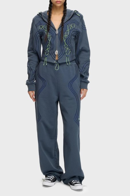 Les Benjamins Dikiş Detaylı Pamuklu Relaxed Fit Kapüşonlu Fermuarlı Bayan Sweat LB25FWTURFUZH-004 MAVİ - Les Benjamins (1)