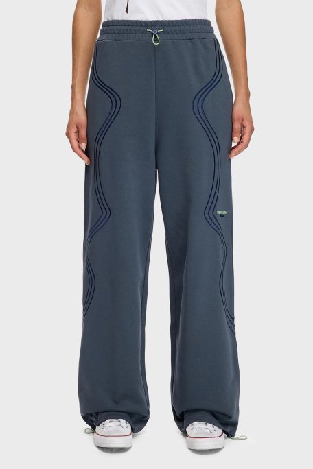 Les Benjamins Dikiş Detaylı Relaxed Fit Normal Bel Geniş Paça Bayan Pantolon LB25FWTURFUSP-012 MAVİ - Les Benjamins