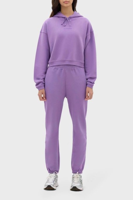 Les Benjamins Kapüşonlu % 100 Pamuk Crop Fit Bayan Sweat LB23FWESSFUHD-304 LİLA - Les Benjamins (1)