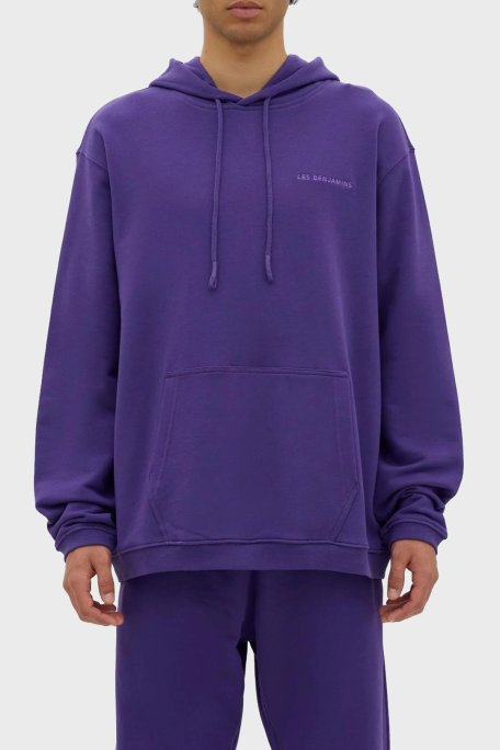 Les Benjamins Kapüşonlu Kanguru Cepli % 100 Pamuk Relaxed Fit Erkek Sweat LB23FWESSMUHD-305 MOR - Les Benjamins