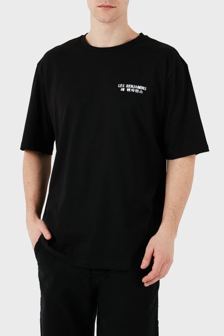 Les Benjamins Logo Baskılı Oversize Fit Pamuklu Bisiklet Yaka Erkek T Shirt LB25SSUNLMUOT-005 SİYAH - Les Benjamins (1)