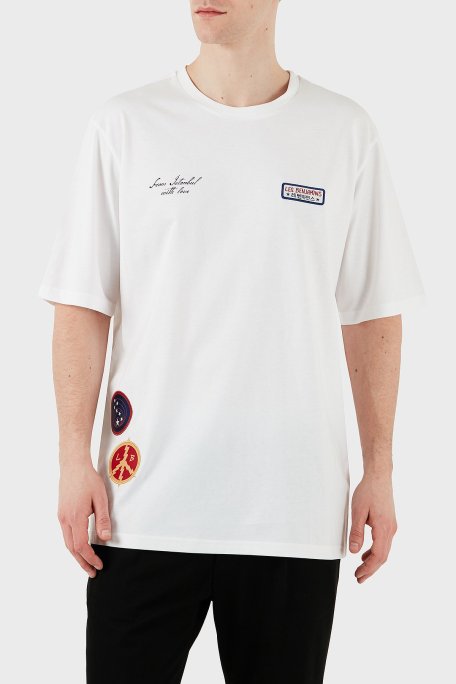 Les Benjamins Logo Baskılı Oversize Fit Pamuklu Bisiklet Yaka Erkek T Shirt LB25SSUNLMUOT-021 BEYAZ - Les Benjamins (1)