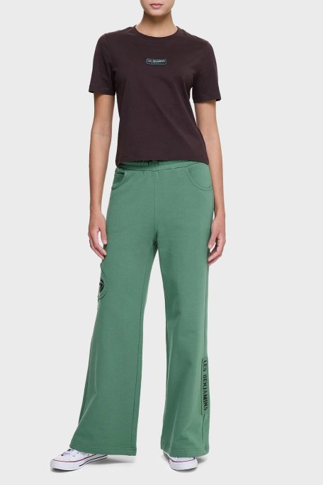 Les Benjamins Logolu % 100 Pamuk Regular Fit Bisiklet Yaka Bayan T Shirt LB25SSUNLFUTS-006 KAHVE - Les Benjamins (1)