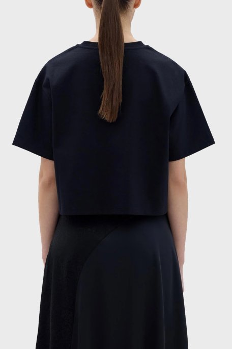 Les Benjamins Logolu Bisiklet Yaka Pamuklu Crop Bayan T Shirt LB23FWCLAFUTS-408 SİYAH - Les Benjamins (1)