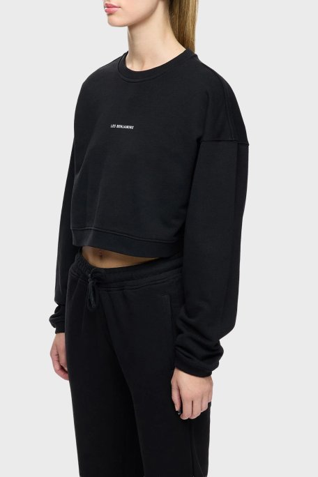 Les Benjamins Logolu Pamuklu Regular Fit Bisiklet Yaka Bayan Sweat LBNOOSCORFUSW-307 SİYAH - Les Benjamins