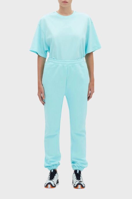 Les Benjamins Logolu Regular Fit Elastik Bel Bantlı Cepli % 100 Pamuk Bayan Pantolon LB22FWESSFUSP-305 TURKUAZ - Les Benjamins