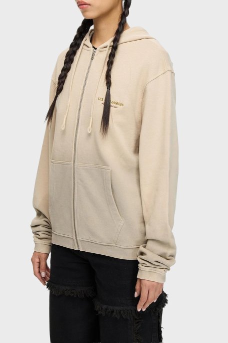 Les Benjamins Logolu Sırt Detaylı Pamuklu Regular Fit Kapüşonlu Bayan Sweat LB25FWTURFUZH-001 BEJ - Les Benjamins