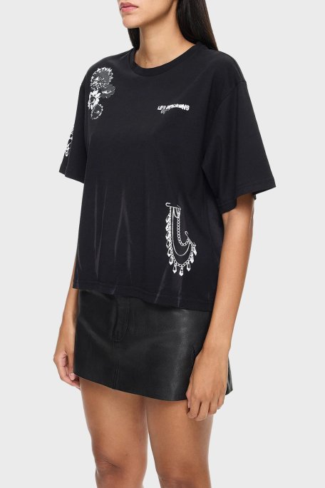 Les Benjamins Pamuklu Boxy Fit Bayan T Shirt LB24FWEAPFUTS-007 SİYAH - Les Benjamins (1)