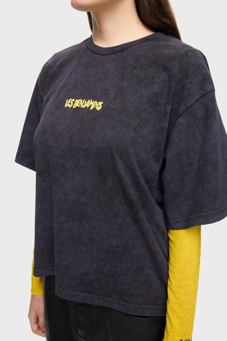 Les Benjamins Pamuklu Boxy Fit Bisiklet Yaka Bayan T Shirt LB24FWEAPFUTS-009 SİYAH - Les Benjamins (1)