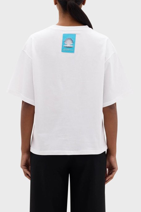 Les Benjamins Pamuklu Boxy Fit Bisiklet Yaka Bayan T Shirt LB24SSKISFUTS-014 BEYAZ - Les Benjamins (1)